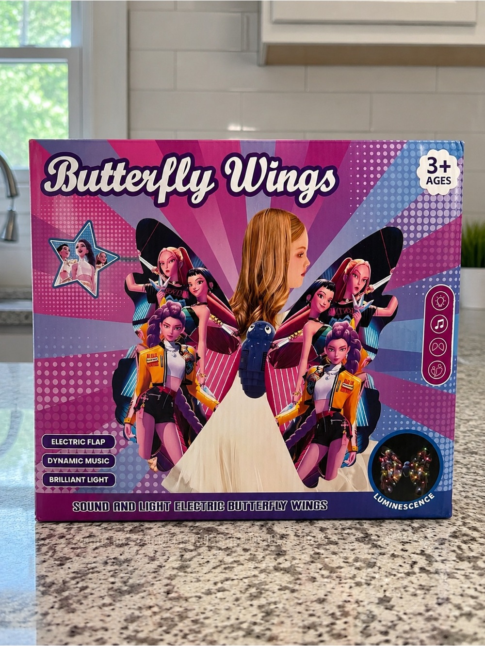KPOP Demon Hunters Butterfly Wings Light Up Music Electric Flapping Kids Toy